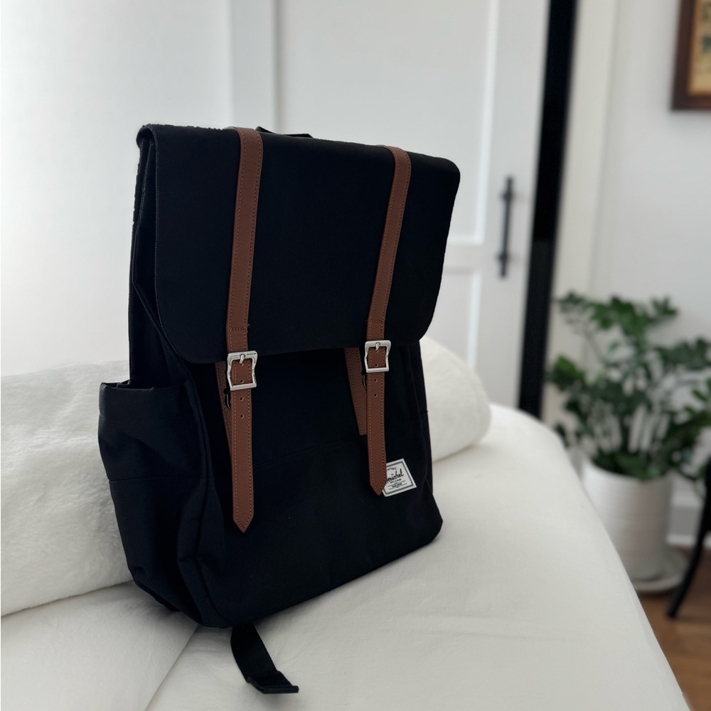 Herschel Supply Company Survey Black Backpack with Brown Straps